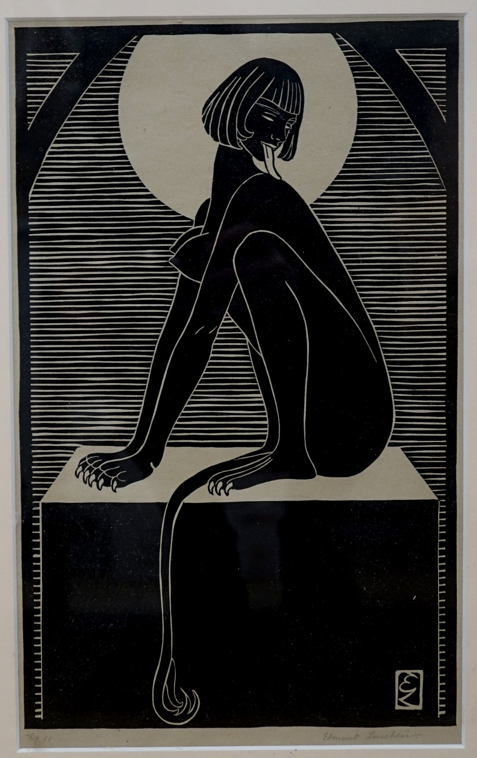 Edmund Lucchesi (1871-1964), two wood engravings, Snake Dancer and Sphynx, signed in pencil and numbered 18/1 and 7/1, 40 x 27cm and 32 x 20cm